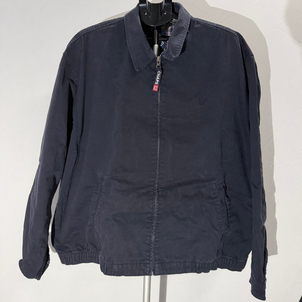 Chaps Mens Navy Blue‎ Full Zip Collared Bomber Jacket XXL Cotton Blend